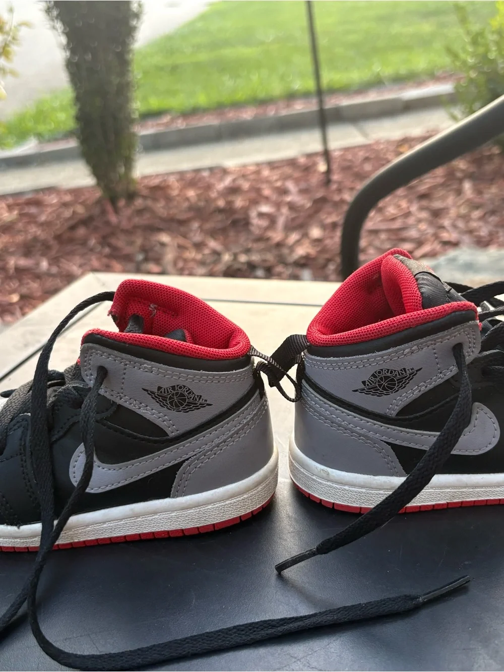 Nike Kids Mid-Top Sneakers in Black, Gray & Red